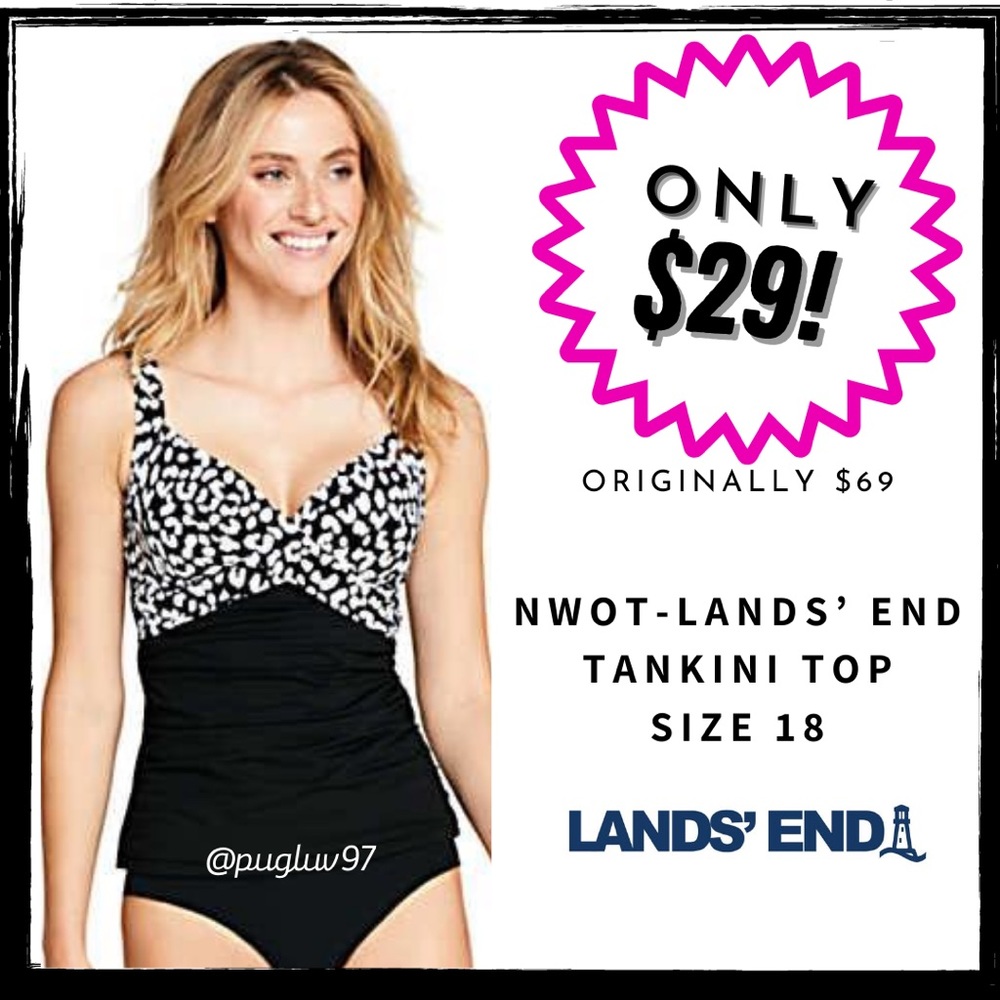 NWOT - Lands End Underwire Tankini Swim Top Sz 18